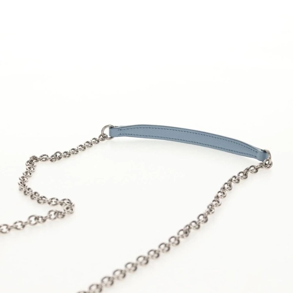 PRADA Chain Shoulder Bag Nylon Light Blue Silver Auth 145974M - Picture 9 of 16